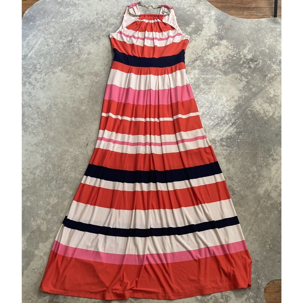 Eliza J Dress women's Size 6 multicolor Strip Maxi Long Sleeveless